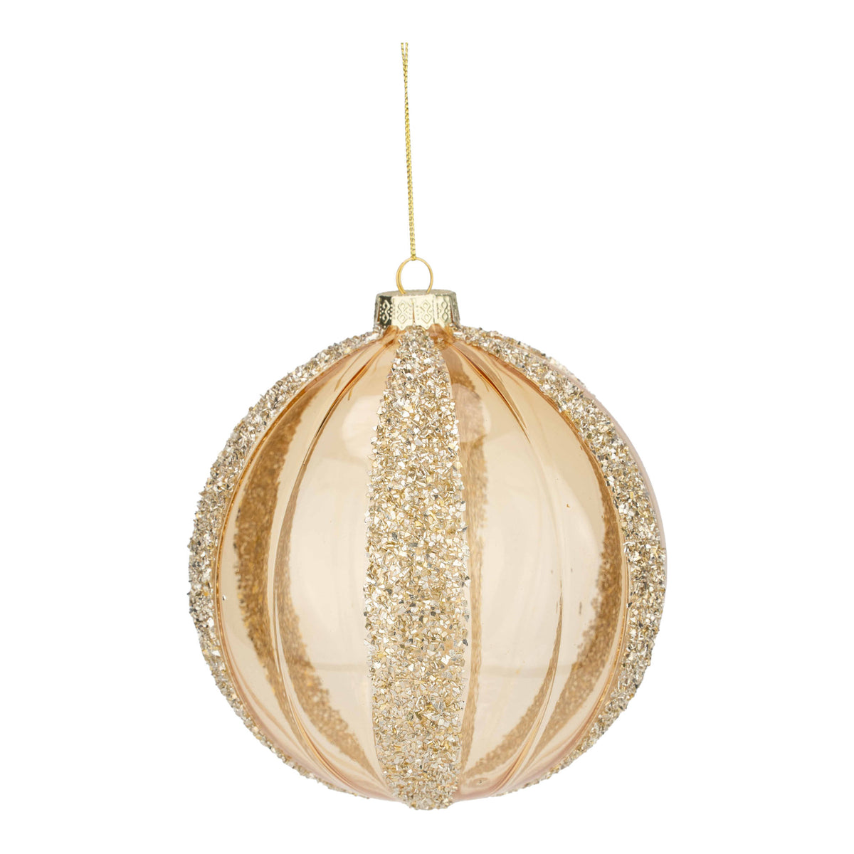 15cm Champagne Encrusted Lined Christmas Ball