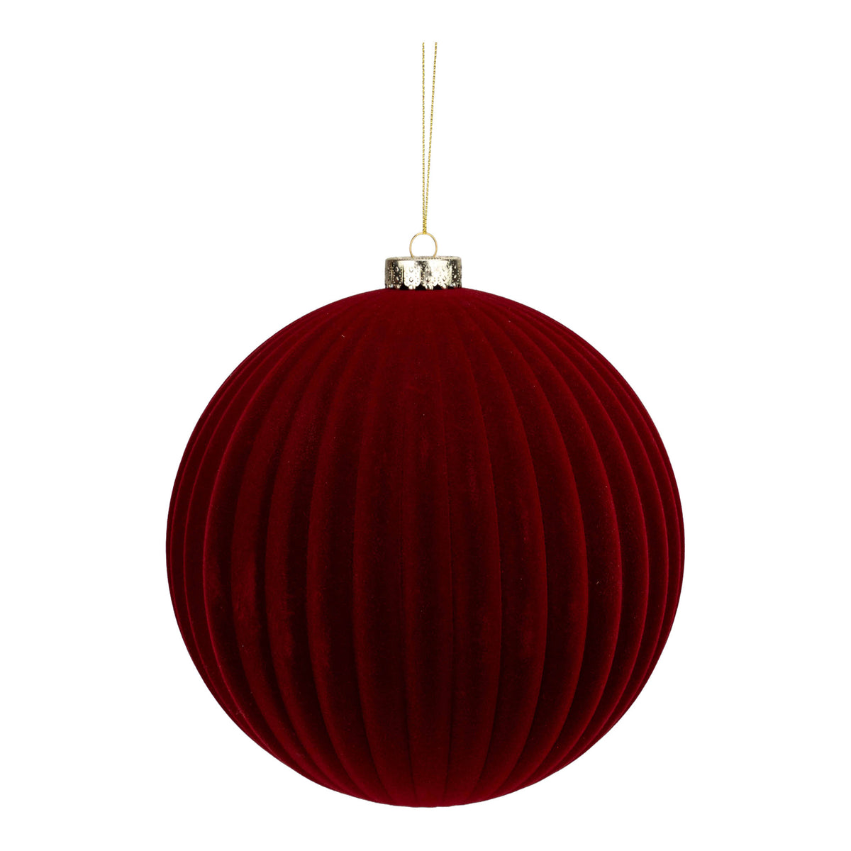 20cm lined flocked burgundy Christmas bauble