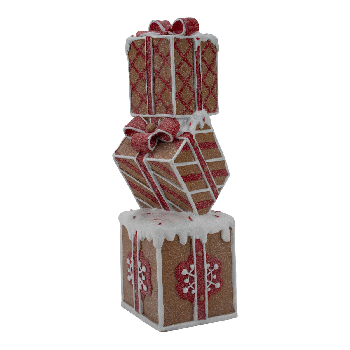 36cm gingerbread red and white Christmas gift box stack