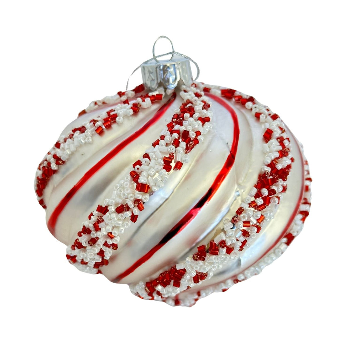 Silver and red Christmas drop hanging decoration