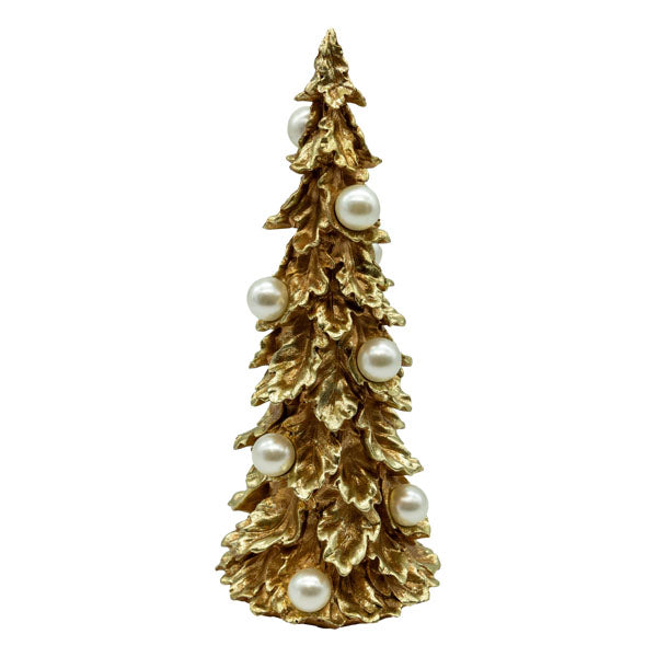 Medium pearl gold ruffle Christmas tree decoration