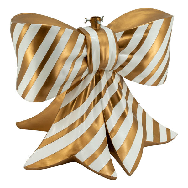 Gold and White Bow Tree Stand Christmas Decoration