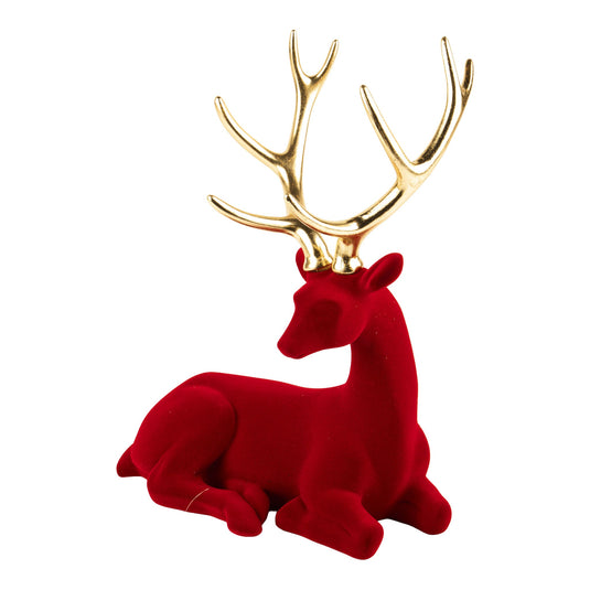 34cm flocked red sitting deer Christmas decoration