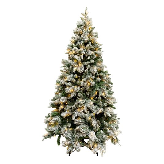 2.1m Snowy Pine Needle Christmas Tree with 1271 Tips and 300 LED Lights