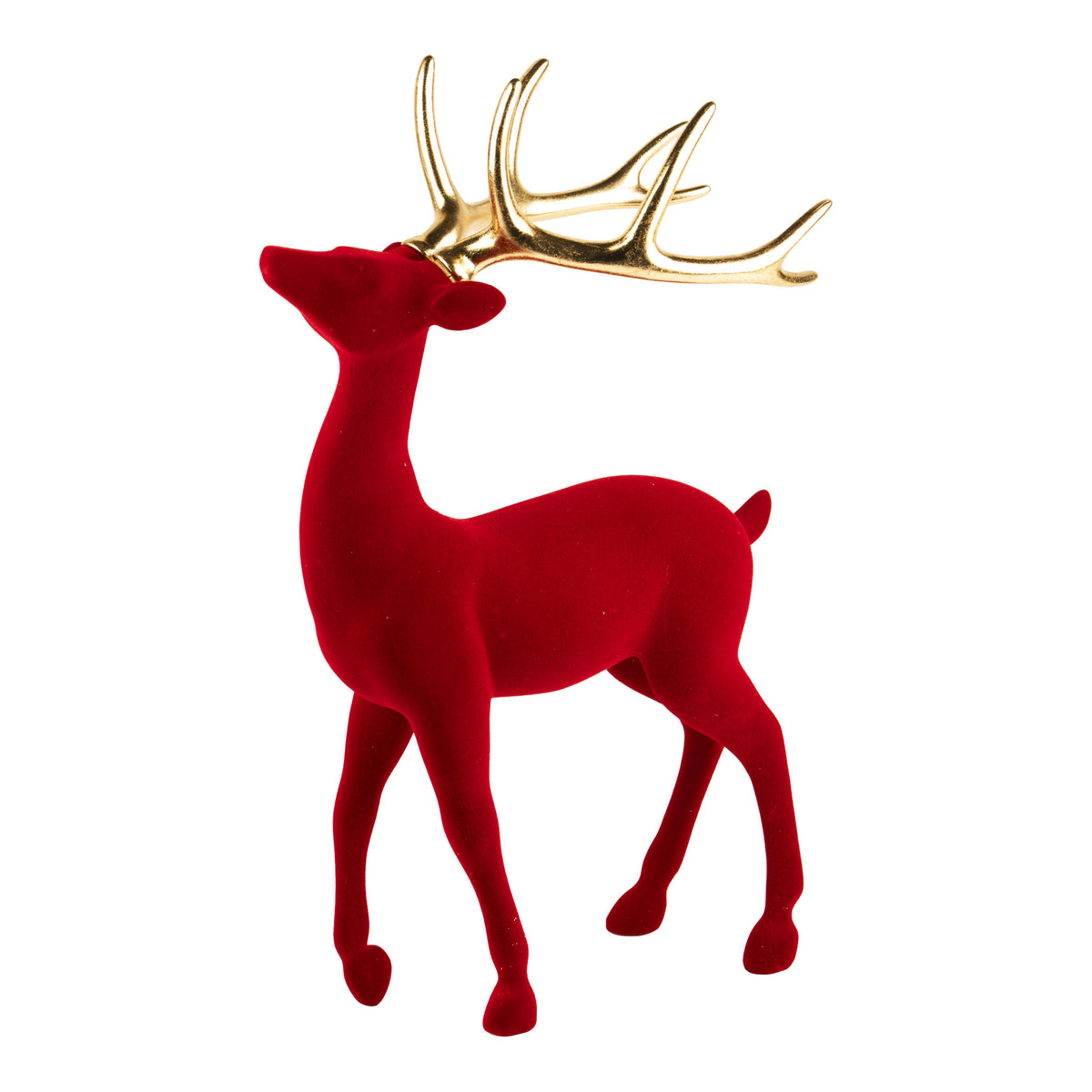 44cm flocked red standing deer Christmas decoration
