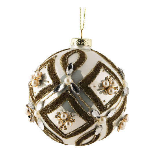 10cm Elegant Pearl White Christmas Ball