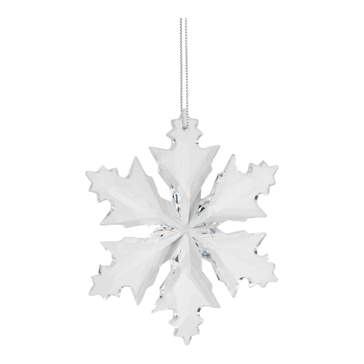 12cm Clear Silver Glass Snowflake Christmas Ornament