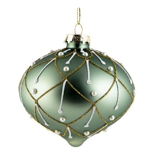 10cm Green Starburst Christmas Drop Ornament