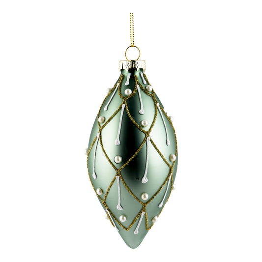 13cm Green Starburst Long Drop Christmas Ornament
