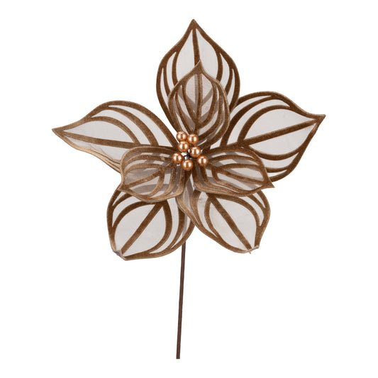 Gold sheer lined Christmas flower decoration