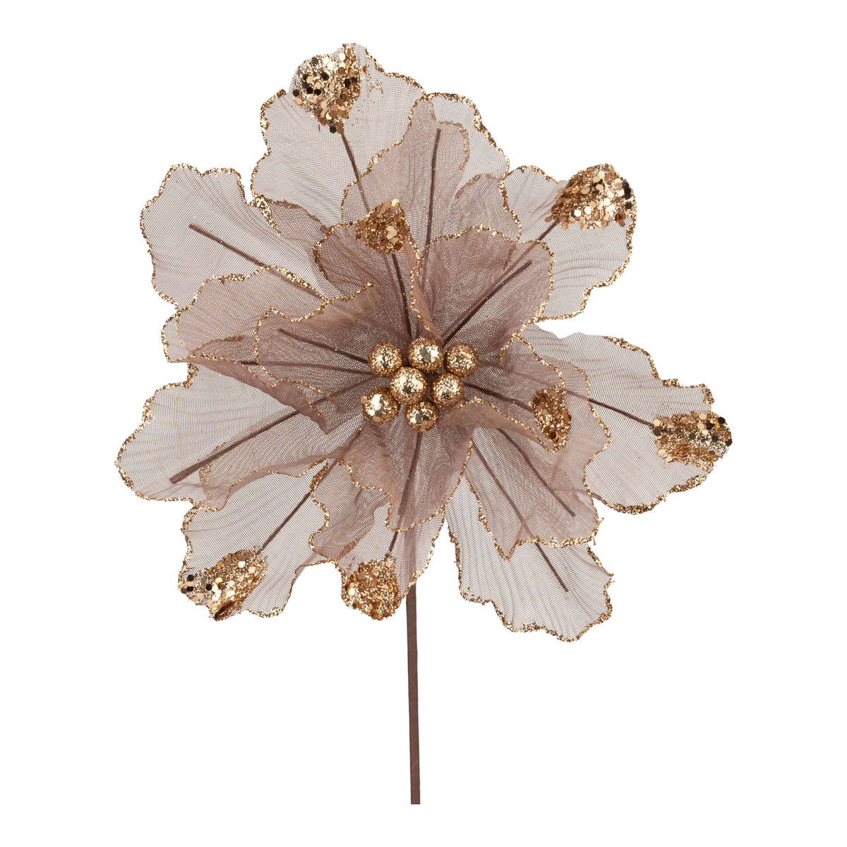 Brown Beaded Christmas Flower