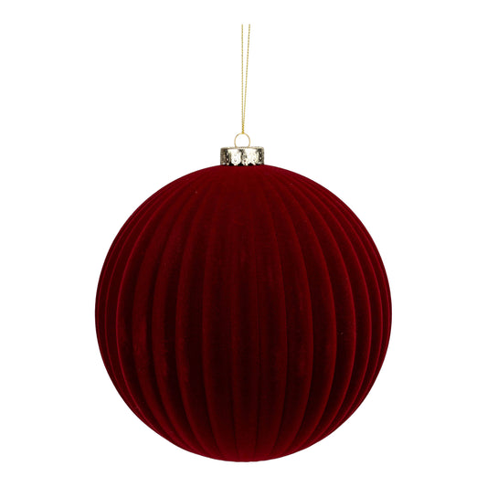 20cm lined flocked burgundy Christmas bauble