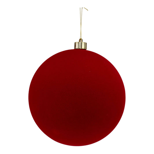 20cm flocked red Christmas bauble