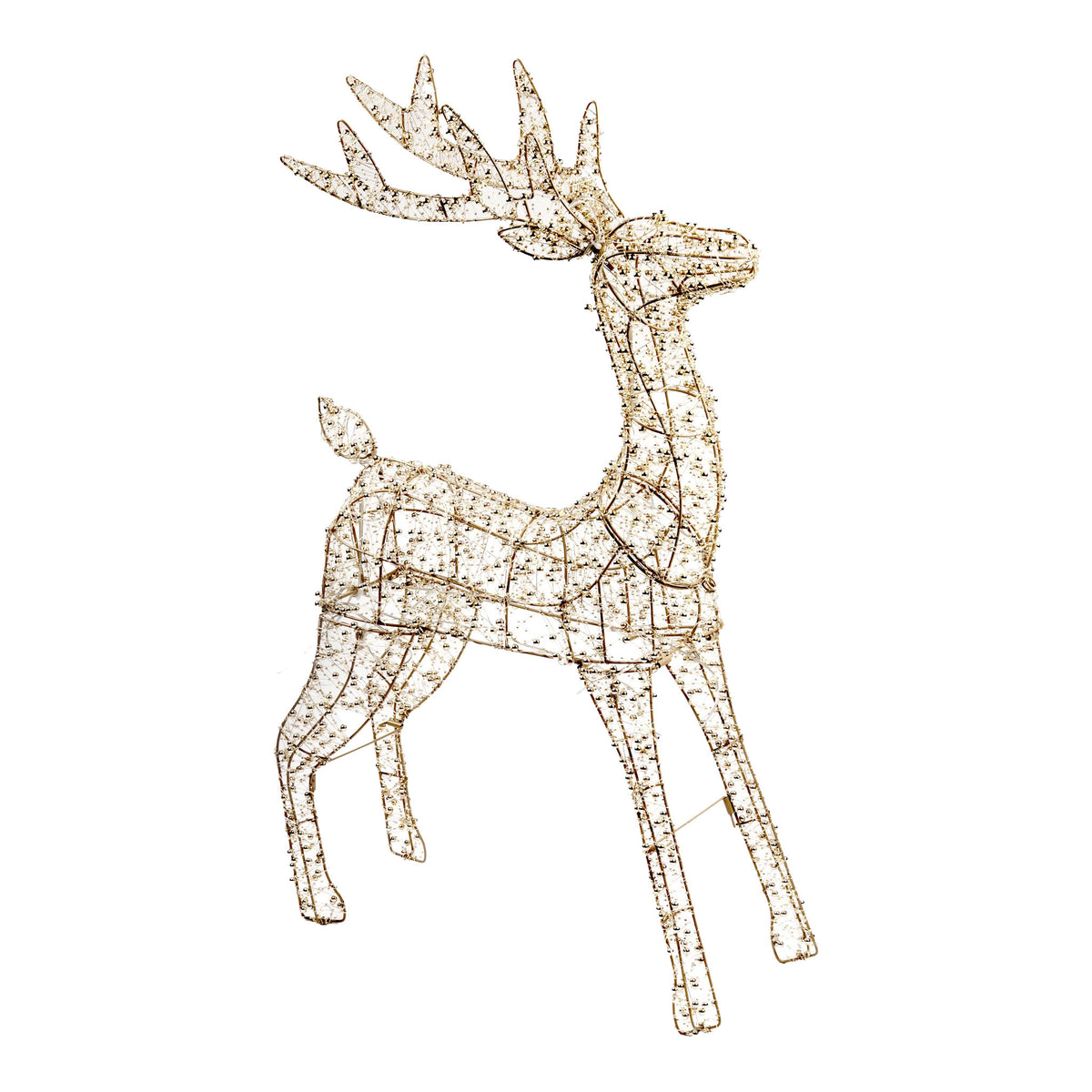 93cm Illuminated Gold Beaded Reindeer with 600 LED Lights