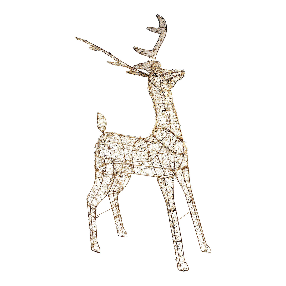 125cm Illuminated Gold Beaded Reindeer with 720 LED Lights