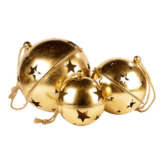 Set of 3 Gold Bell Christmas Decorations