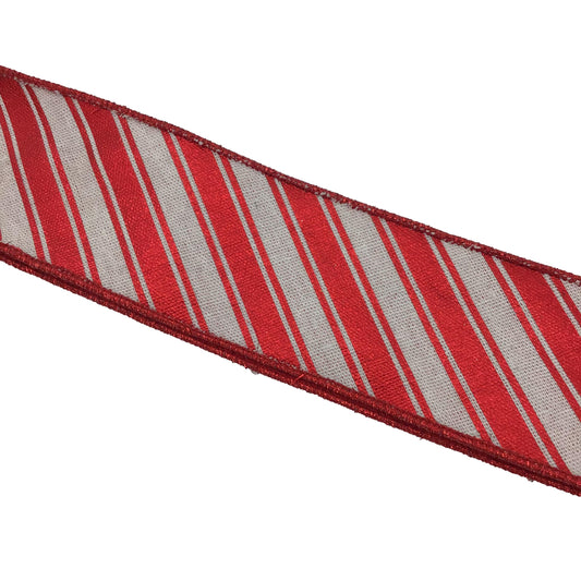2.5 inch red white metallic Christmas ribbon