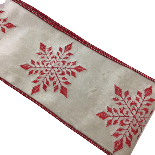 4 inch red snowflake Christmas ribbon