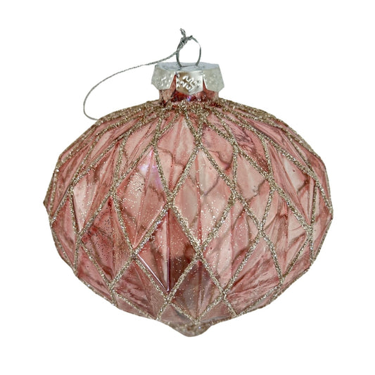 Pink and gold honeycomb drop Christmas hanging decoration