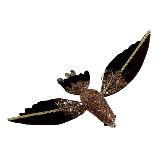 Chocolate Velvet Glitter Christmas Bird
