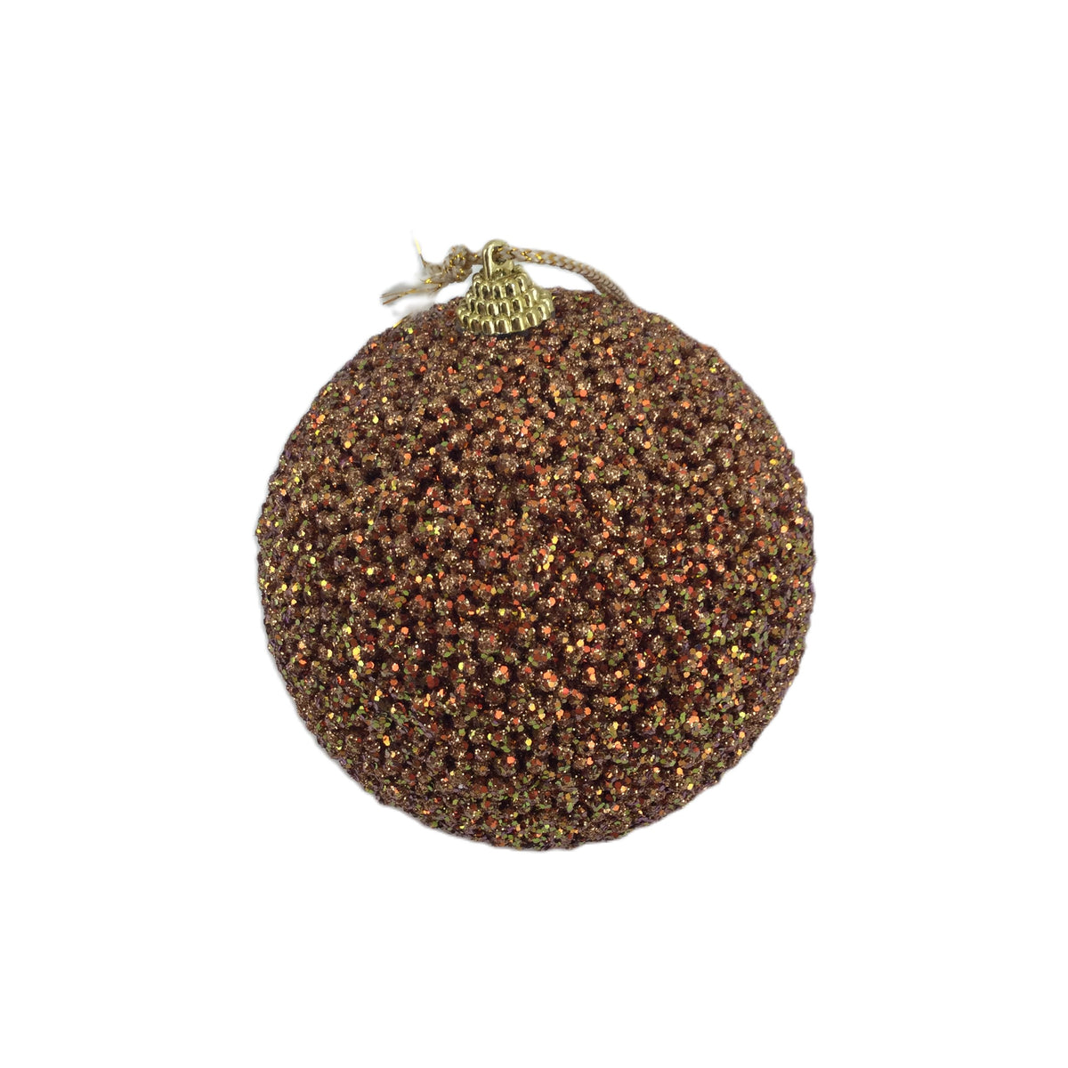 Small copper glitter Christmas bauble
