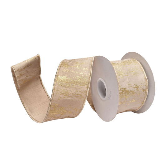 64mm natural fleck Christmas ribbon