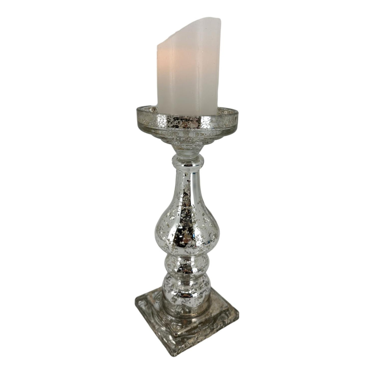 Silver Glass Candle Holder
