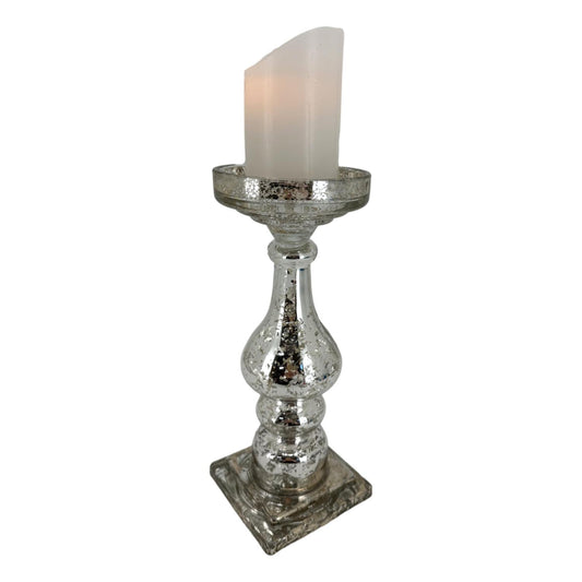Silver Glass Candle Holder