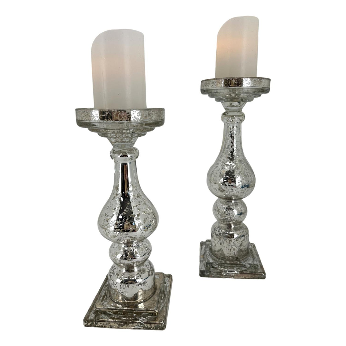 Small silver glass candle holder