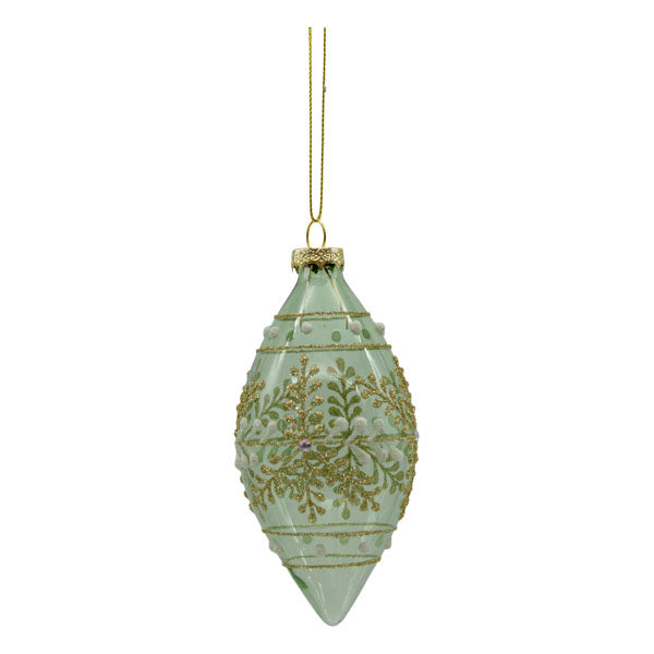 Clear Green Ornate Christmas Long Drop