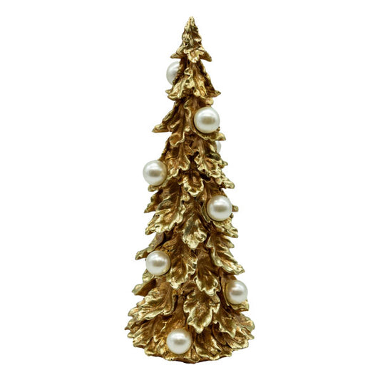 Medium pearl gold ruffle Christmas tree decoration
