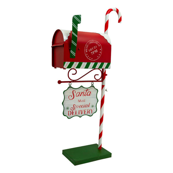 Red Iron Christmas Mail Box Decoration