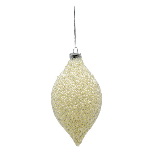 Cream Beaded Christmas Long Drop