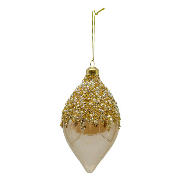 Champagne beaded long Christmas drop decoration