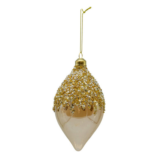 Champagne beaded long Christmas drop decoration