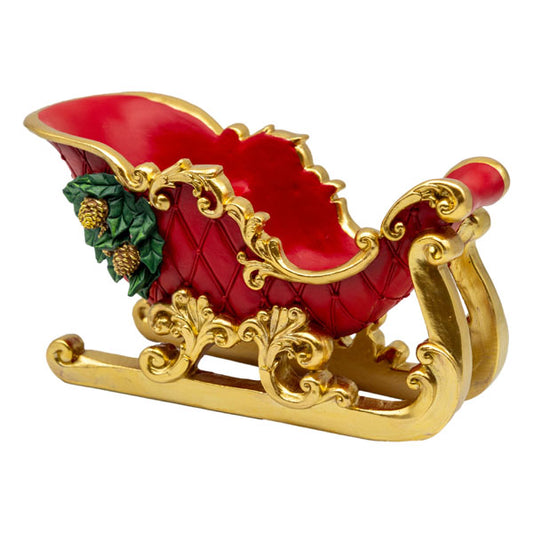 Red and gold Christmas sleigh decoration