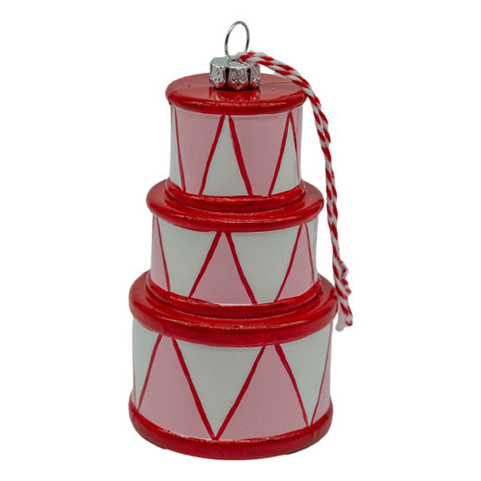 Pink and red drum set Christmas hanging ornament