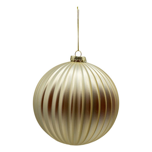 15cm lined champagne Christmas bauble
