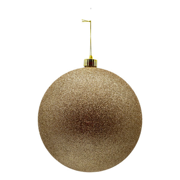 20cm glitter champagne Christmas bauble